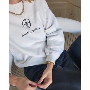 Anine Bing Ramona Sweatshirt Women’s Large White Monogram Pullover